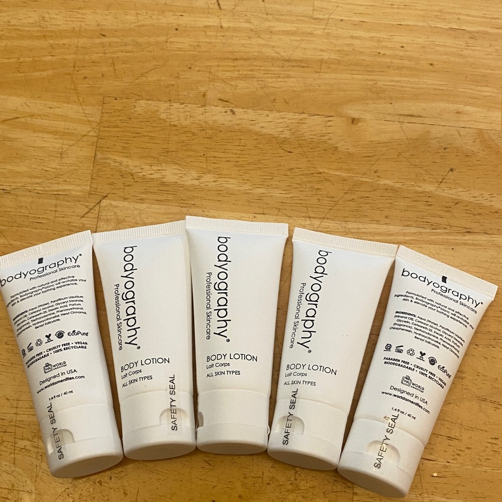 Bodyography Body Lotion Set of 5. Travel size 1.4 oz ea New
